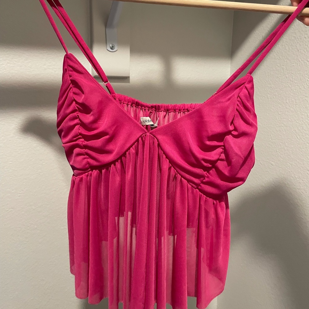 Urban outfitters pink cropped shirt